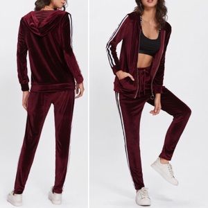 Red Velvet Track Suit Set
